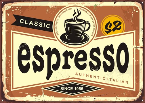 Authentic Italian espresso vintage tin sign advertise