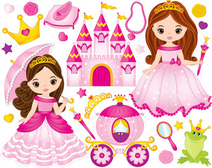 Vector Set of Beautiful Princesses and Fairytale Elements © TheCreativeMill