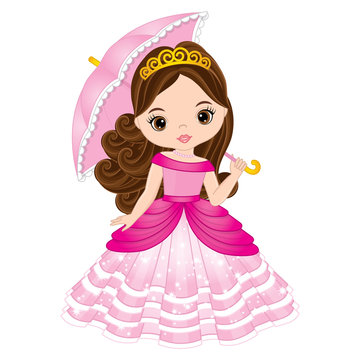 Vector Beautiful Princess in Pink Dress 
