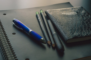 Office desk and the tools used inside the office from the days of yesterday and today. This set of...