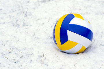 ball of volleyball on the snow
