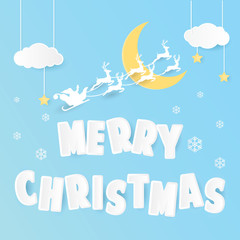 merry christmas paper art style background vector