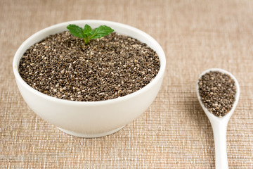 Bowl filled with chia seeds.