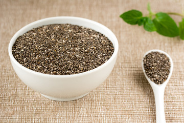 Bowl filled with chia seeds.