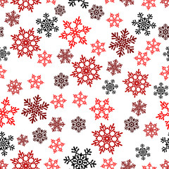 Snowflakes seamless pattern. Snow falls background. Symbol winter, Merry Christmas holiday, Happy New Year celebration Vector illustration
