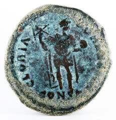 Ancient Roman copper coin of Arcadius. Reverse.