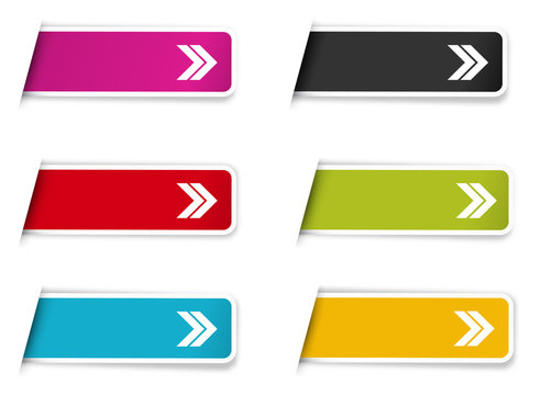 the collection of labels with arrow pictogram