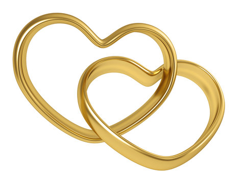Heart shaped golden rings