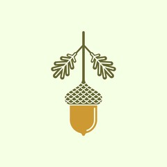 Acorn flat vector icon of logo. Vector illustration of an acorn	