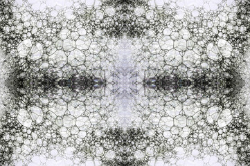 Foam on a white background dyed with ink, collage