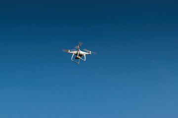 Takeoff and landing of a quadrocopter drone at the resort