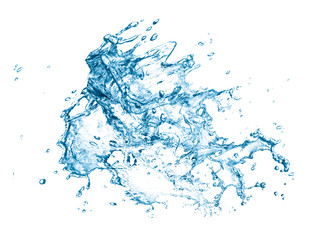 Blue water splashes over white background. 3D illustration