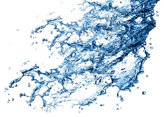 Blue water splashes over white background. 3D illustration