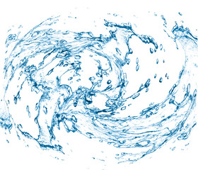 Blue water splashes over white background. 3D illustration