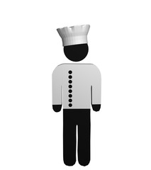 Figur eines Kochs in rot-weiß mit Kochjacke und Kochmütze