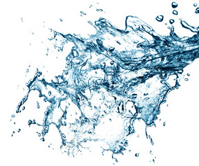 Blue water splashes over white background. 3D illustration