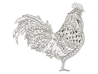 Cock coloring book raster for adults © toricheks