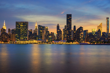 View of New York at sunset