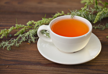 delicious sagebrush tea in a beautiful glass bowl on table