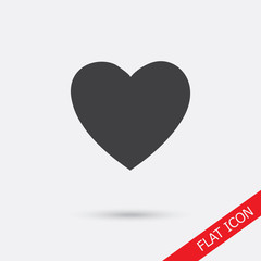 Heart Icon Vector. Love symbol. Valentine's Day sign, emblem isolated on white background with shadow, Flat style for graphic and web design, logo. EPS10 pictogram.