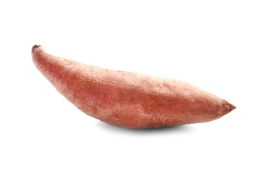 Raw sweet potato on white background