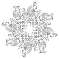 Mandala for coloring. Monochrom pattern. Black and white round pattern