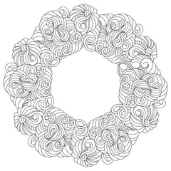 Vector mandala in black and white. Round pattern for coloring. Abstract frame