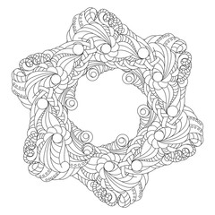 Vector mandala in black and white. Round pattern for coloring. Abstract frame