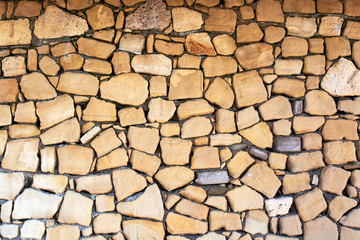 Facing a brown stone wall (background)