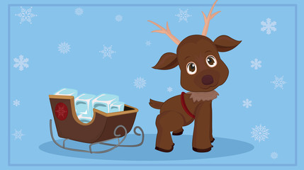 reindeer and ice sleigh © dkfolio