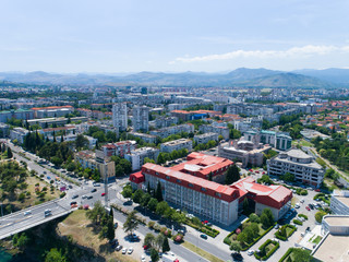 aerial view of Millennium bridge over Moraca river in Podgorica
