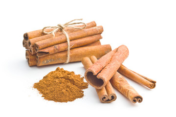 Cinnamon sticks and milled cinnamon.