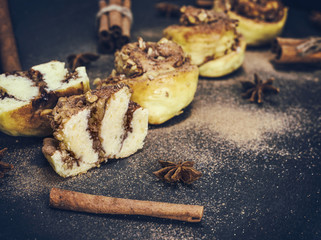 sweet buns with cinnamon and walnuts