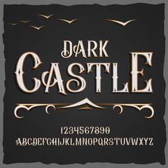 Vector retro typeface. Vector font Dark Castle