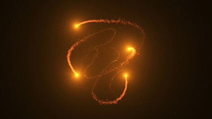 Fire comet flying. Shining lights in motion with small particles. Ring of fire, Plasma ring on a dark background. 3D rendering, Abstract background. © Quardia Inc.