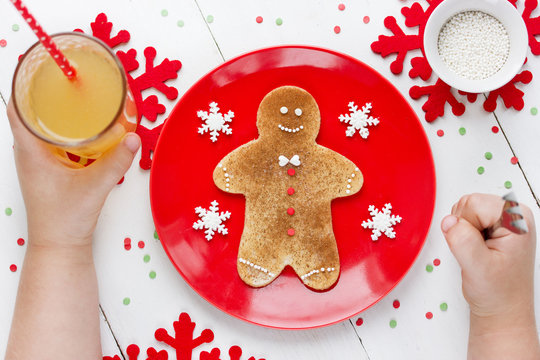 Christmas gingerbread man pancake
