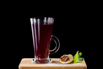 Hot alcoholic cocktail of sangria and cranberry nectar