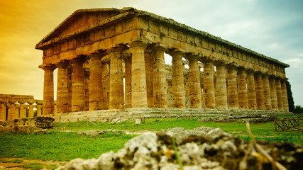 Fototapeta na wymiar Archaeological ruins of Paestum, Italy