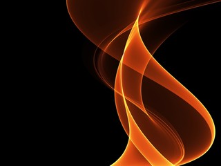     Abstract orange flame wave and black background 