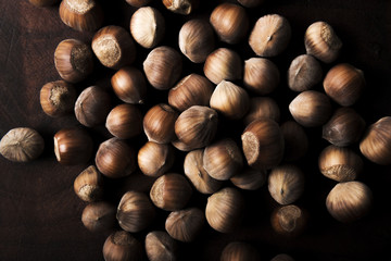 hazelnuts background . top view of nuts