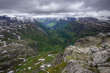 Fototapeta na wymiar Views of the Geirangerfjord and Geiranger valley one of the most popular fjords in Norway