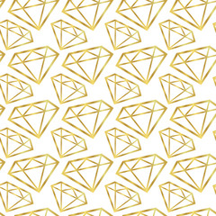 Diamonds seamless pattern. Vector girly background in gold color. Fashion wrapping or fabric pattern.
