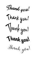 Thank You calligraphy. Handwritten ink lettering. Brush painted letters. Vector illustration. Hand drawn design elements.