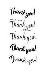 Thank You calligraphy. Handwritten ink lettering. Brush painted letters. Vector illustration. Hand drawn design elements.