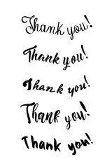 Thank You calligraphy. Handwritten ink lettering. Brush painted letters. Vector illustration. Hand drawn design elements. Thank you card. Modern brush calligraphy.