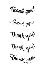 Thank You calligraphy. Handwritten ink lettering. Brush painted letters. Vector illustration. Hand drawn design elements. Thank you card. Modern brush calligraphy.