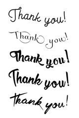 Thank You calligraphy. Handwritten ink lettering. Brush painted letters. Vector illustration. Hand drawn design elements. Thank you card. Modern brush calligraphy.