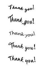 Thank You calligraphy. Handwritten ink lettering. Brush painted letters. Vector illustration. Hand drawn design elements. Thank you card. Modern brush calligraphy.