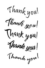 Thank You calligraphy. Handwritten ink lettering. Brush painted letters. Vector illustration. Hand drawn design elements. Thank you card. Modern brush calligraphy.