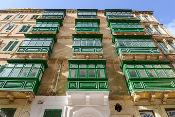 Typical gallarijas of Valletta, Malta